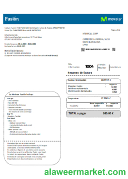 Movistar Fusion telecom operator utility business bill, SCR
